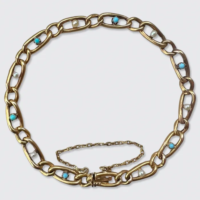 21stfinds Bracelets Victorian Turquoise Pearl Link Bracelet