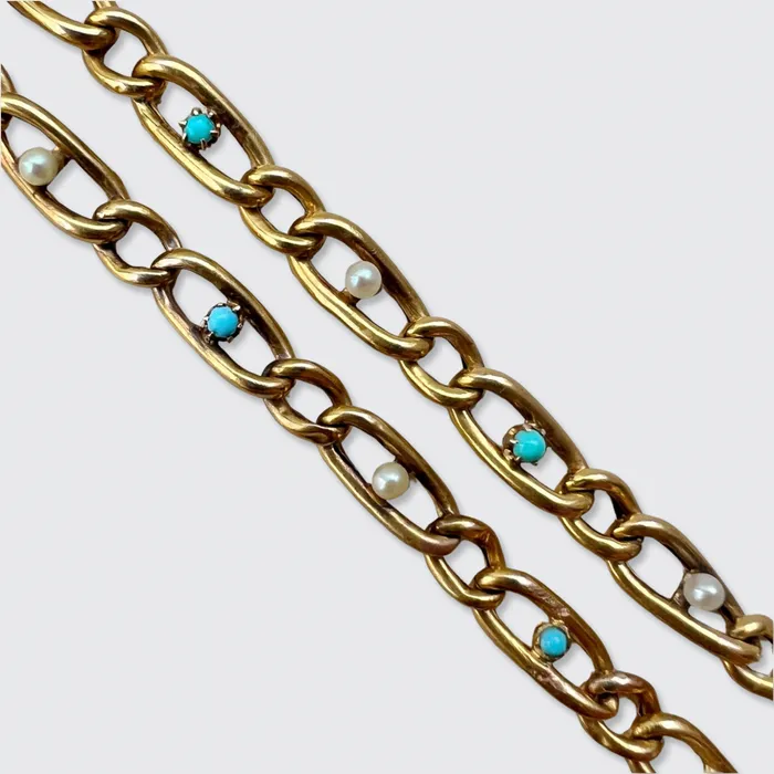 21stfinds Bracelets Victorian Turquoise Pearl Link Bracelet