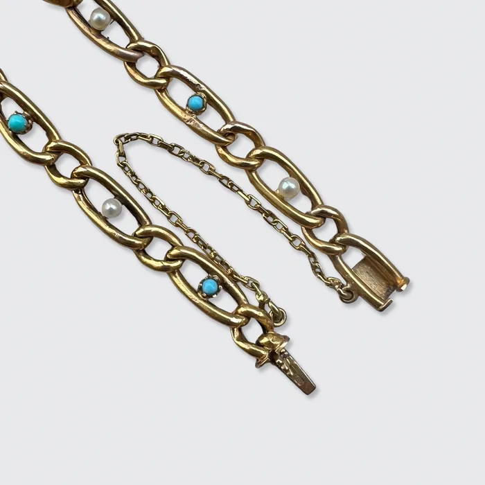 21stfinds Bracelets Victorian Turquoise Pearl Link Bracelet