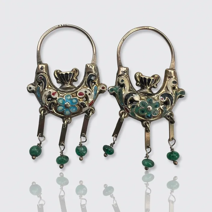 21stfinds Sicilian Emerald Enamel Navicella Earrings Earrings 21stfinds Sicilian Emerald Enamel Navicella Earrings Earrings