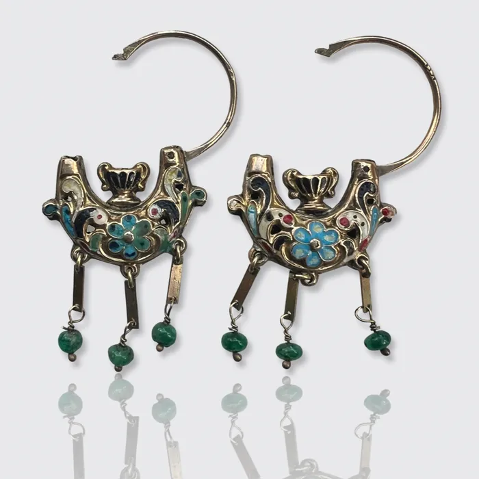 21stfinds Sicilian Emerald Enamel Navicella Earrings Earrings 21stfinds Sicilian Emerald Enamel Navicella Earrings Earrings