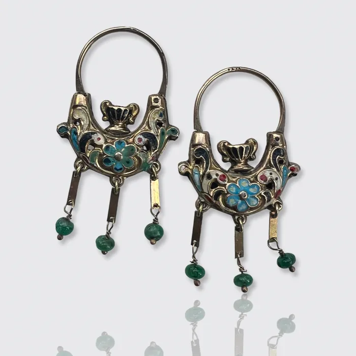 21stfinds Sicilian Emerald Enamel Navicella Earrings Earrings 21stfinds Sicilian Emerald Enamel Navicella Earrings Earrings