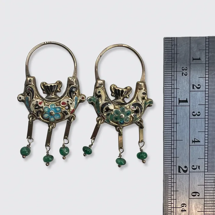 21stfinds Sicilian Emerald Enamel Navicella Earrings Earrings 21stfinds Sicilian Emerald Enamel Navicella Earrings Earrings