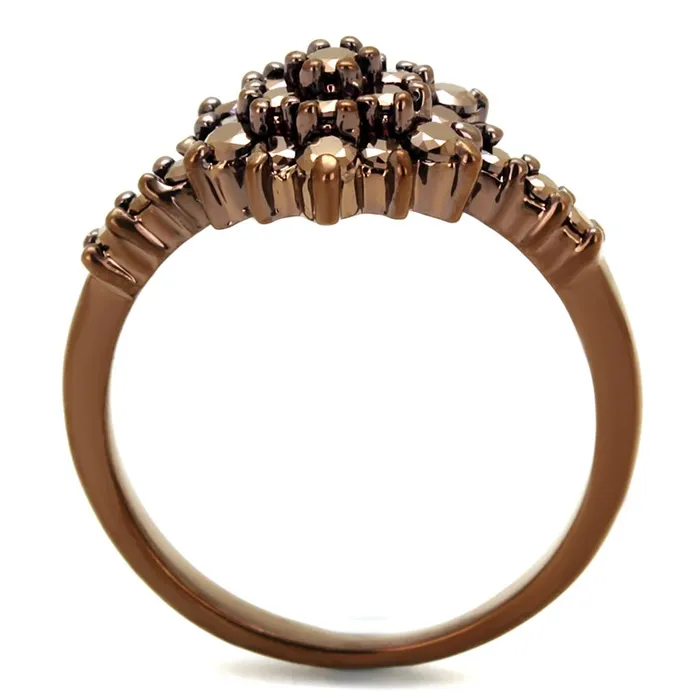 3W1188 IP Coffee light Brass Ring with AAA Grade CZ in Light Coffee Alamode Rings