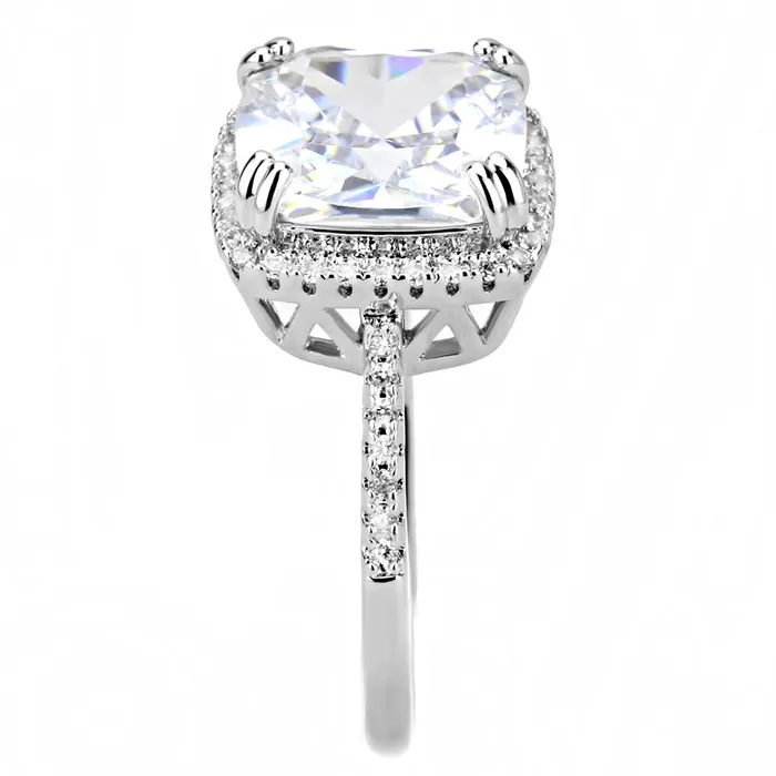 3W1522 Rhodium Brass Ring with AAA Grade CZ in Clear Alamode Rings