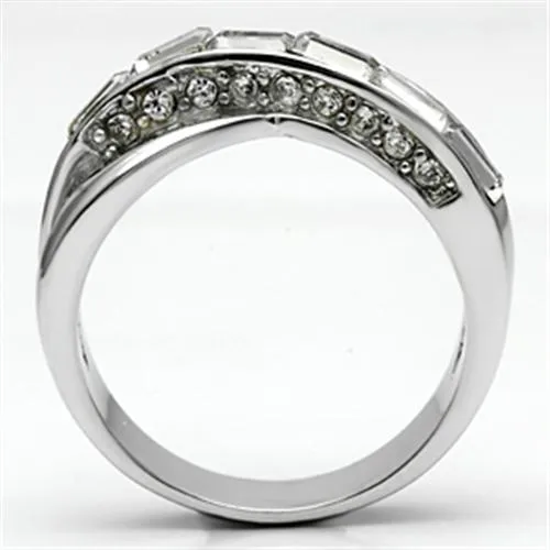 3W269 Rhodium Brass Ring with Top Grade Crystal in Clear Alamode Rings