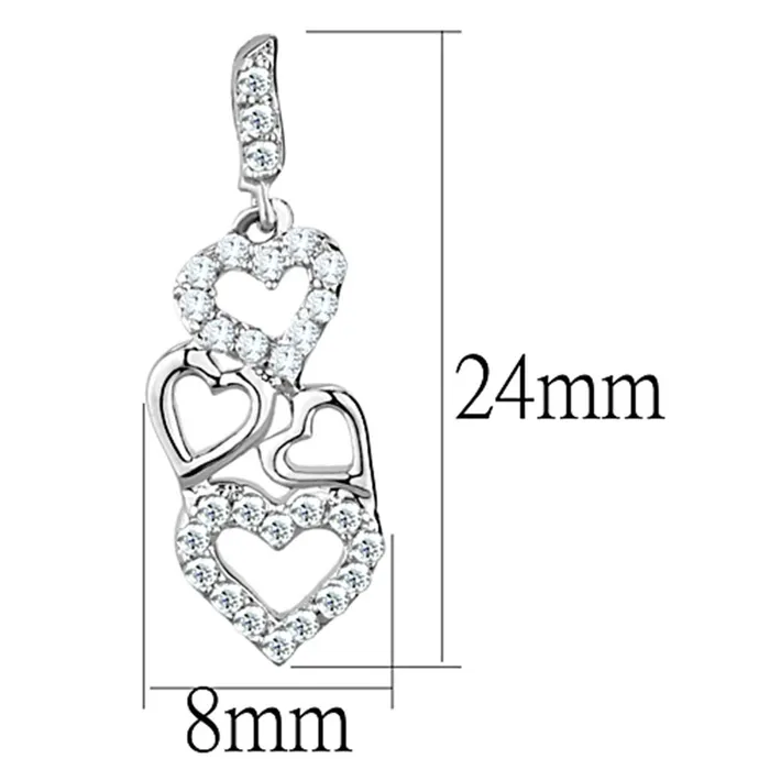 3W640 Rhodium Brass Earrings with AAA Grade CZ in Clear Alamode Earrings