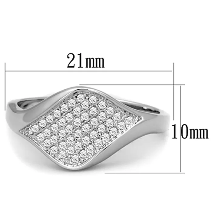 3W726 Rhodium Brass Ring with AAA Grade CZ in Clear Alamode Rings