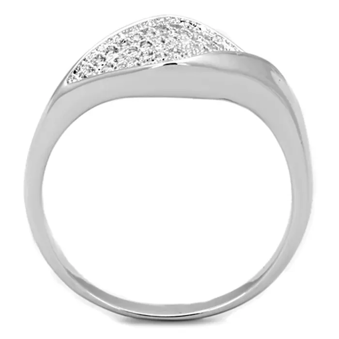 3W726 Rhodium Brass Ring with AAA Grade CZ in Clear Alamode Rings