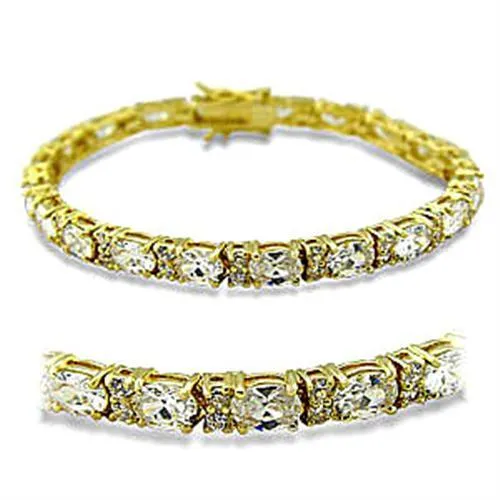 415502 Gold Brass Bracelet with AAA Grade CZ in Clear Alamode Bracelets