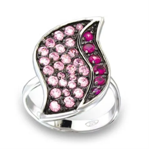 49806 Rhodium Ruthenium 925 Sterling Silver Ring with AAA Grade CZ in Multi Color Alamode Rings 49806 Rhodium Ruthenium 925 Sterling Silver Ring with AAA Grade CZ in Multi Color Alamode Rings