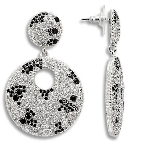 Alamode 1W122 Imitation Rhodium Brass Earrings with AAA Grade CZ in Black Diamond Earrings Alamode 1W122 Imitation Rhodium Brass Earrings with AAA Grade CZ in Black Diamond Earrings