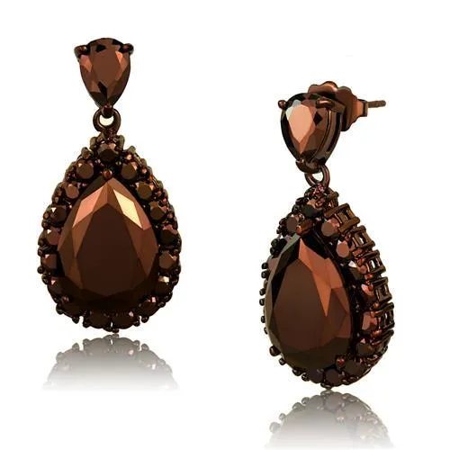 Alamode Earrings 3W1134 IP Coffee light Brass Earrings with AAA Grade CZ in Light Coffee Alamode Earrings 3W1134 IP Coffee light Brass Earrings with AAA Grade CZ in Light Coffee