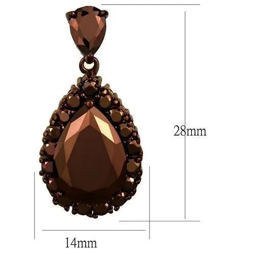Alamode Earrings 3W1134 IP Coffee light Brass Earrings with AAA Grade CZ in Light Coffee