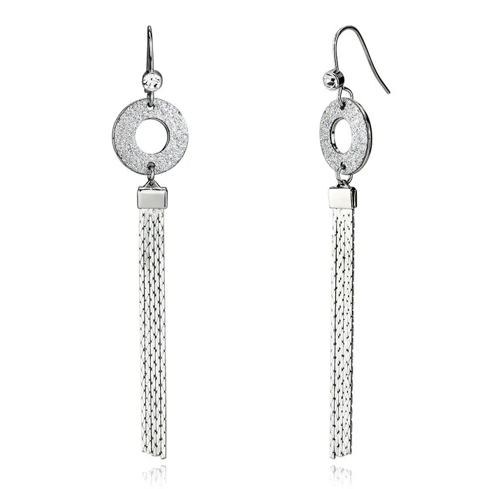 Alamode Earrings LO2749 Rhodium Iron Earrings with Top Grade Crystal in Clear Alamode Earrings LO2749 Rhodium Iron Earrings with Top Grade Crystal in Clear