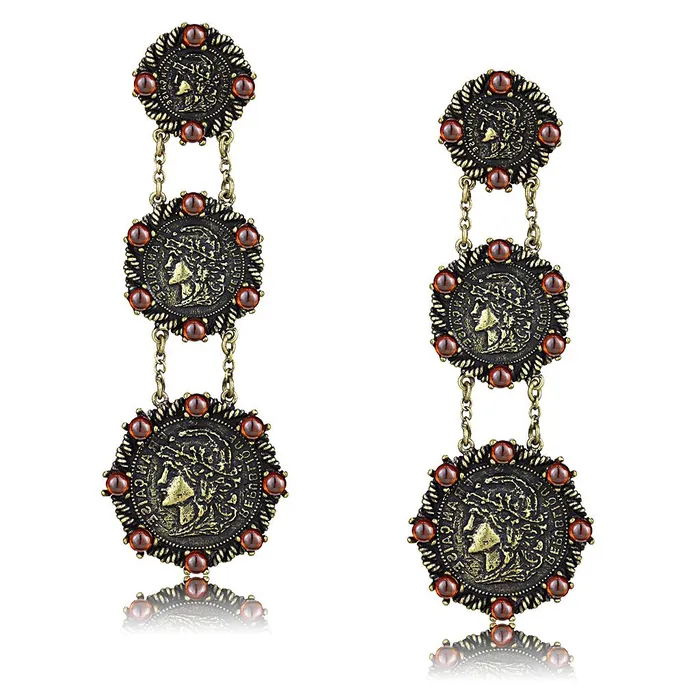 Alamode Earrings LO4196 Antique Copper Brass Earrings with AAA Grade CZ in Garnet Alamode Earrings LO4196 Antique Copper Brass Earrings with AAA Grade CZ in Garnet