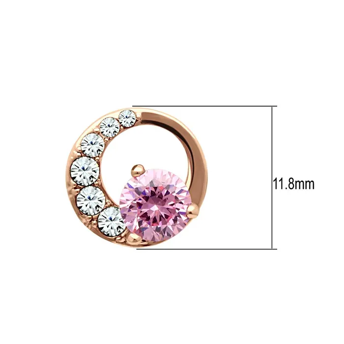 Alamode Earrings TK1498 IP Rose GoldIon Plating Stainless Steel Earrings with AAA Grade CZ in Rose