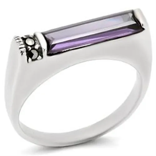 Alamode LOAS726 Antique Tone 925 Sterling Silver Ring with AAA Grade CZ in Amethyst Rings Alamode LOAS726 Antique Tone 925 Sterling Silver Ring with AAA Grade CZ in Amethyst Rings