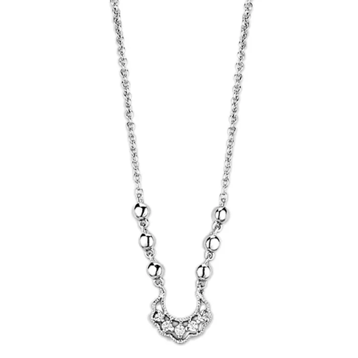 Alamode Necklaces 3W448 Rhodium Brass Necklace with AAA Grade CZ in Clear