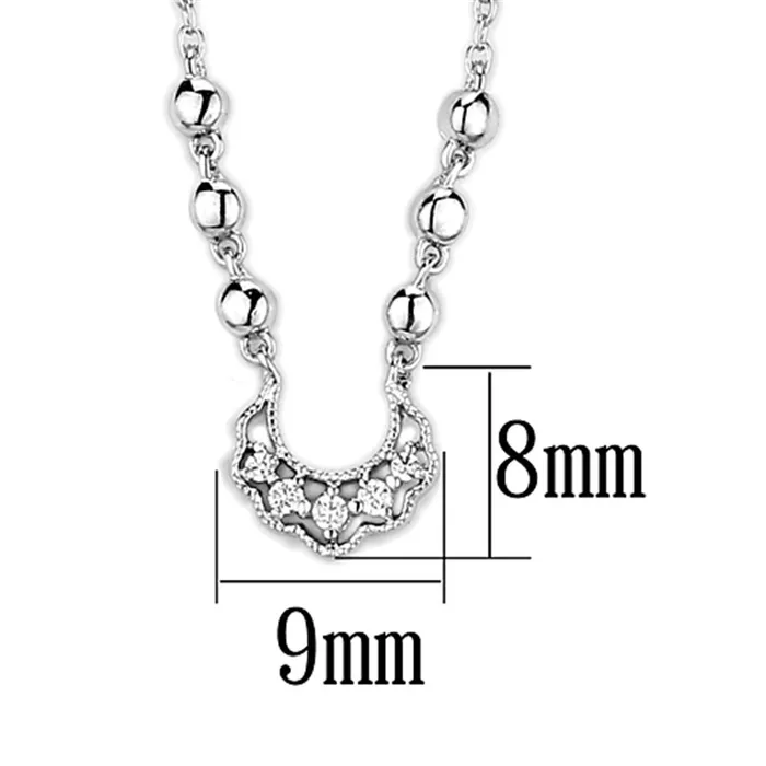 Alamode Necklaces 3W448 Rhodium Brass Necklace with AAA Grade CZ in Clear