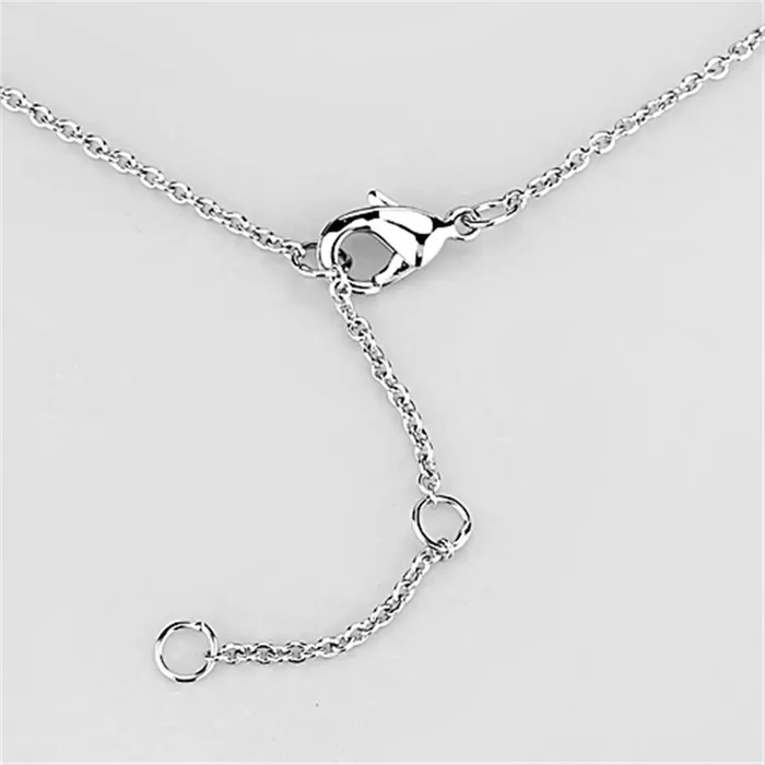 Alamode Necklaces 3W448 Rhodium Brass Necklace with AAA Grade CZ in Clear