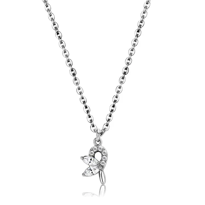Alamode Necklaces DA088 High polished no plating Stainless Steel Chain Pendant with AAA Grade CZ in Clear Alamode Necklaces DA088 High polished no plating Stainless Steel Chain Pendant with AAA Grade CZ in Clear