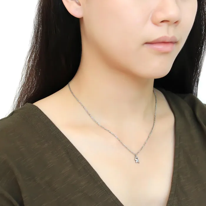 Alamode Necklaces DA088 High polished no plating Stainless Steel Chain Pendant with AAA Grade CZ in Clear