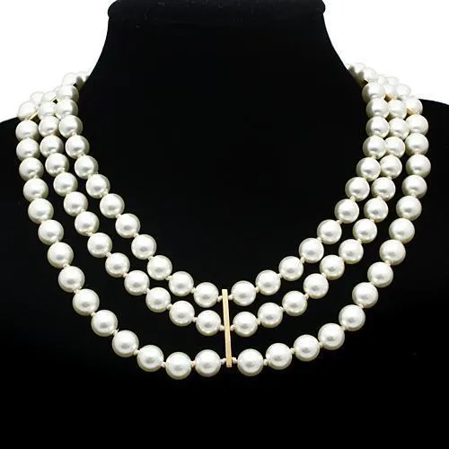 Alamode Necklaces LO2644 Gold Brass Necklace with SemiPrecious Onyx in Jet