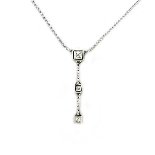 Alamode Necklaces LOAS1314 Rhodium 925 Sterling Silver Chain Pendant with AAA Grade CZ in Clear Alamode Necklaces LOAS1314 Rhodium 925 Sterling Silver Chain Pendant with AAA Grade CZ in Clear