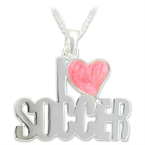 Alamode Necklaces OT016 Silver Brass Pendant with Epoxy in Rose