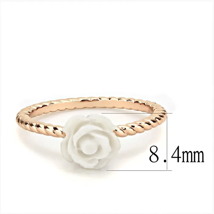 Alamode Rings 3W1492 Rose Gold Brass Ring with Synthetic Synthetic Stone in White