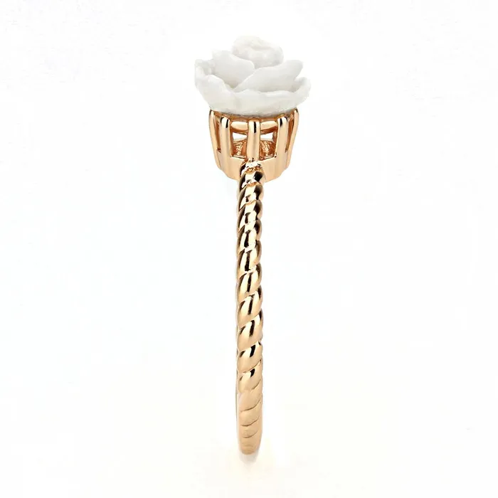 Alamode Rings 3W1492 Rose Gold Brass Ring with Synthetic Synthetic Stone in White
