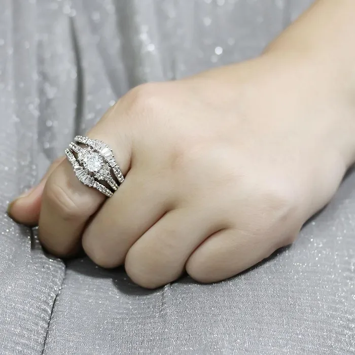 Alamode Rings 3W1553 Rhodium Brass Ring with AAA Grade CZ in Clear