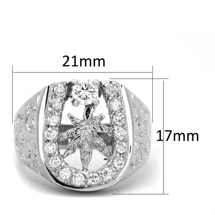Alamode Rings 3W595 Rhodium Brass Ring with AAA Grade CZ in Clear