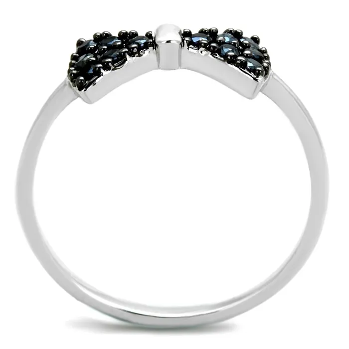 Alamode Rings 3W856 Rhodium Ruthenium Brass Ring with AAA Grade CZ in Black Diamond