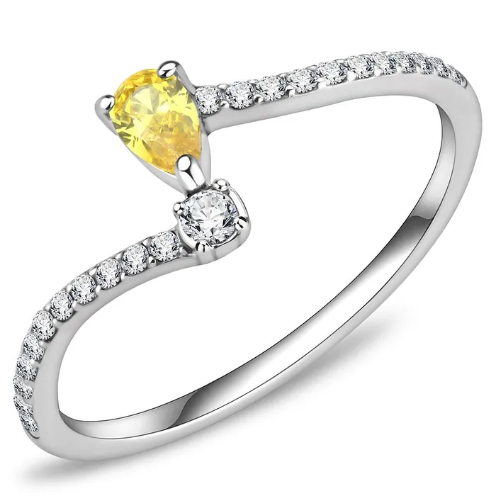 Alamode Rings DA115 High polished no plating Stainless Steel Ring with AAA Grade CZ in Topaz Alamode Rings DA115 High polished no plating Stainless Steel Ring with AAA Grade CZ in Topaz