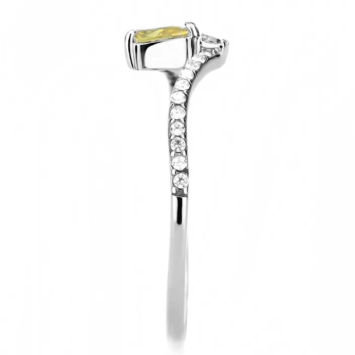 Alamode Rings DA115 High polished no plating Stainless Steel Ring with AAA Grade CZ in Topaz