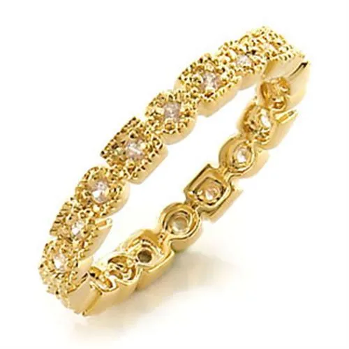 Alamode Rings LO450 Gold Brass Ring with AAA Grade CZ in Clear