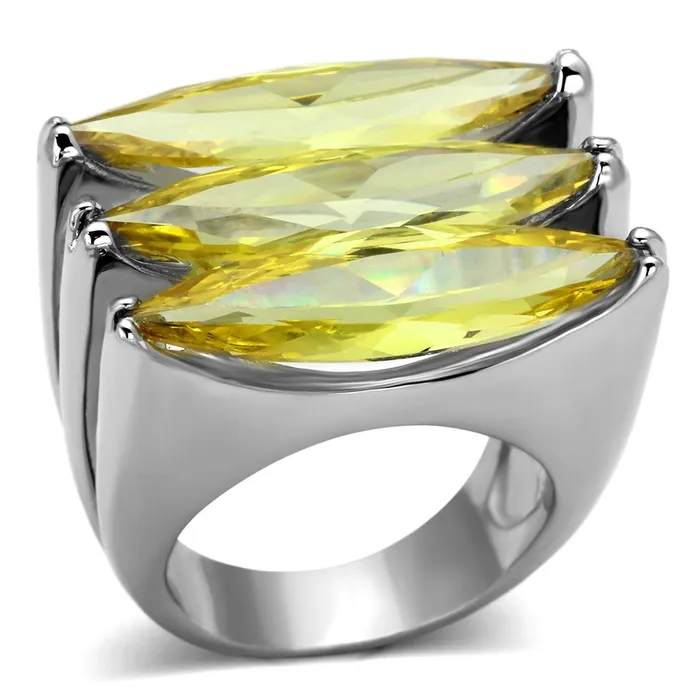 Alamode Rings LOA850 Rhodium Brass Ring with AAA Grade CZ in Topaz