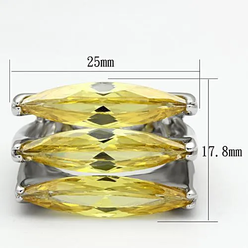 Alamode Rings LOA850 Rhodium Brass Ring with AAA Grade CZ in Topaz