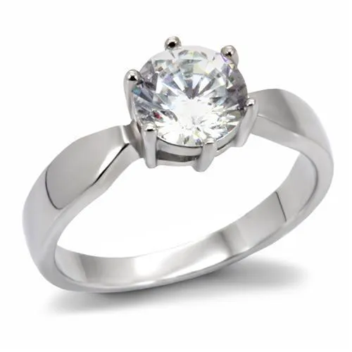 Alamode Rings TK071 High polished no plating Stainless Steel Ring with AAA Grade CZ in Clear Alamode Rings TK071 High polished no plating Stainless Steel Ring with AAA Grade CZ in Clear