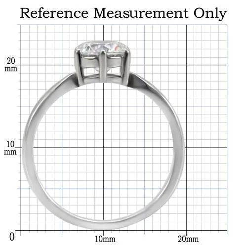 Alamode Rings TK071 High polished no plating Stainless Steel Ring with AAA Grade CZ in Clear
