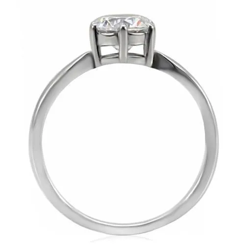 Alamode Rings TK071 High polished no plating Stainless Steel Ring with AAA Grade CZ in Clear