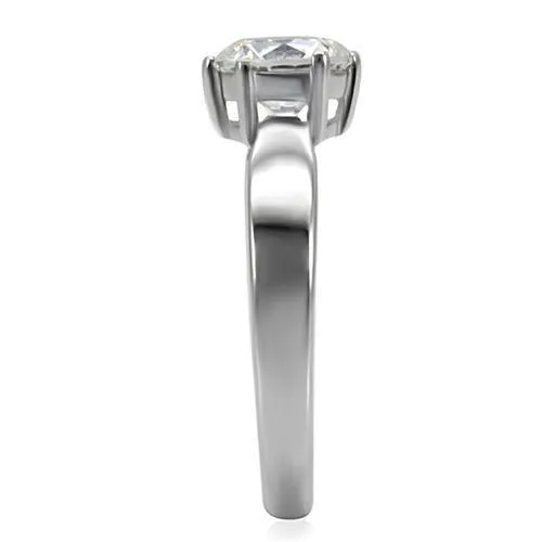 Alamode Rings TK071 High polished no plating Stainless Steel Ring with AAA Grade CZ in Clear