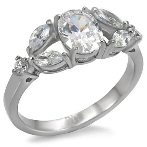 Alamode Rings TK073 High polished no plating Stainless Steel Ring with AAA Grade CZ in Clear Alamode Rings TK073 High polished no plating Stainless Steel Ring with AAA Grade CZ in Clear
