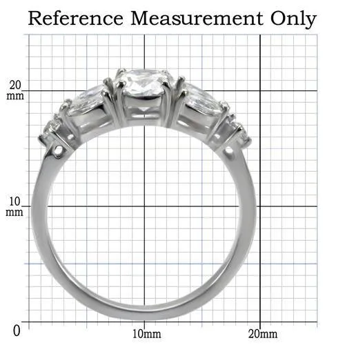 Alamode Rings TK073 High polished no plating Stainless Steel Ring with AAA Grade CZ in Clear