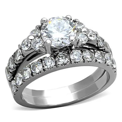 Alamode Rings TK1331 High polished no plating Stainless Steel Ring with AAA Grade CZ in Clear Alamode Rings TK1331 High polished no plating Stainless Steel Ring with AAA Grade CZ in Clear