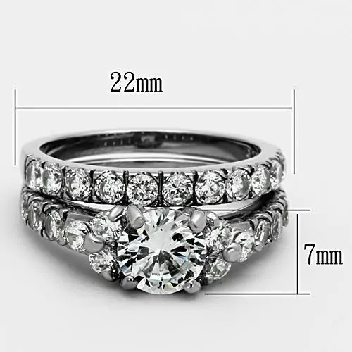 Alamode Rings TK1331 High polished no plating Stainless Steel Ring with AAA Grade CZ in Clear