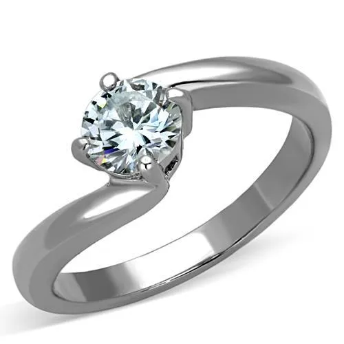 Alamode Rings TK1543 High polished no plating Stainless Steel Ring with AAA Grade CZ in Clear Alamode Rings TK1543 High polished no plating Stainless Steel Ring with AAA Grade CZ in Clear