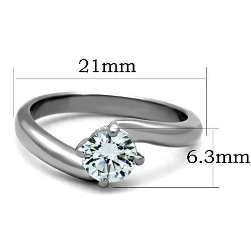 Alamode Rings TK1543 High polished no plating Stainless Steel Ring with AAA Grade CZ in Clear